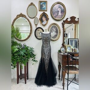 Adore by Danelle’s Black Sheer Beaded Mermaid Gown Size 0